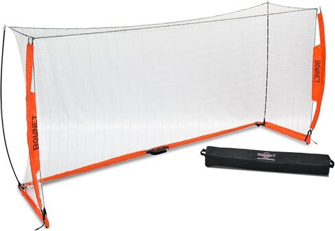 Bownet Official Sized Futsal Portable Soccer Goal (2 x 3 Meters) Sturdy Powder-Coated Steel Frame - Roller Case - Practice or Game Net - Rubber Non-Marking Feet for Indoor Use, White in Kuwait
