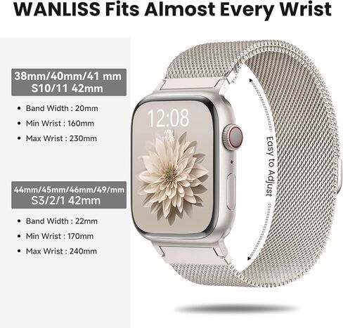 Original Metal Milanese Loop Compatible with Apple Watch Band for Women Men | Stainless Steel Bands Fits for iWatch Series 11 10 9 8 7 6 5 4 SE Ultra 3 2 1,Magnetic Clasp Strap 38 40 41 42 44 45 46 49mm in Saudi Arabia