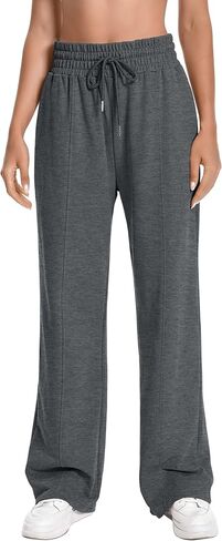 Sweatpants Women High Waist Straight Leg Womens Sweat Pants Pockets Drawstring Cotton Casual Pants in Kuwait