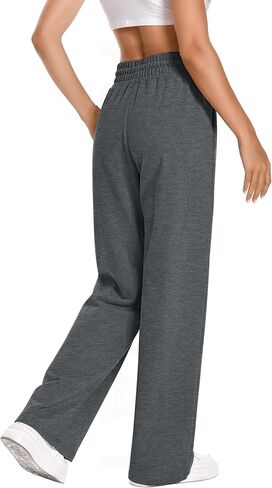 Sweatpants Women High Waist Straight Leg Womens Sweat Pants Pockets Drawstring Cotton Casual Pants in Kuwait