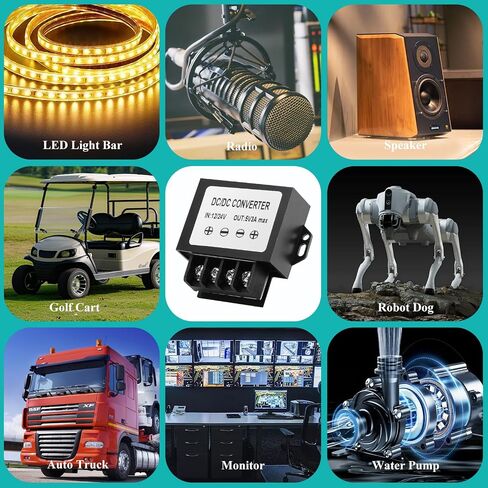 DC 12V 24V to 5V 5A Step-Down Converter，8-35V DC Buck Converter to 5A 25W, Power Transformer, DC to DC voltage regulator, Variable Converter,for Lights, Speakers, Water Pumps, Radios, Car Trucks in Kuwait