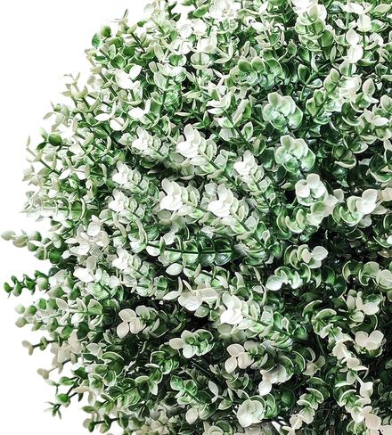 2 Pack Artificial Boxwood Topiary Ball Trees with Ground Spikes 23",UV Resistant Fake Shrubs for Outdoors,Realistic Faux Plants Bushes for Garden Porch Yard Patio Decor in Kuwait