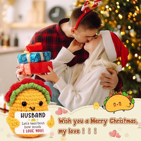 TuSuQing Boyfriend I Love You Gifts for Her Him Girlfriend Wife Husband Birthday Unique Gift Ideas, Handmade Crochet Positive Taco Couples Valentines Christmas Anniversary Small Gifts - to My Love in Saudi Arabia