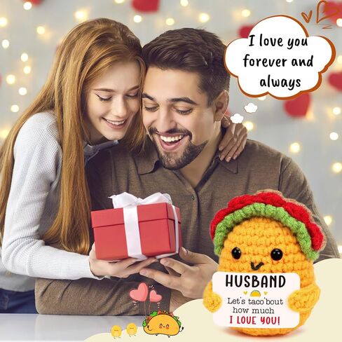 TuSuQing Boyfriend I Love You Gifts for Her Him Girlfriend Wife Husband Birthday Unique Gift Ideas, Handmade Crochet Positive Taco Couples Valentines Christmas Anniversary Small Gifts - to My Love in Saudi Arabia