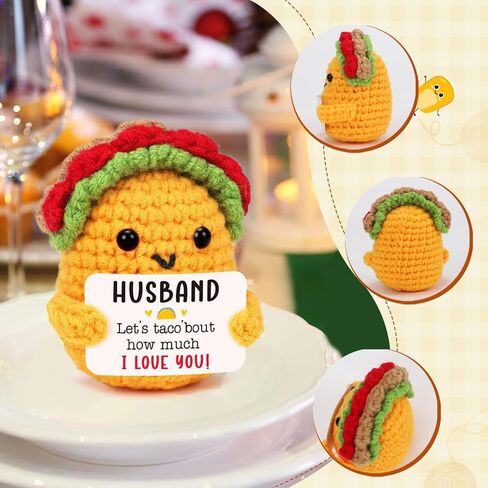 TuSuQing Boyfriend I Love You Gifts for Her Him Girlfriend Wife Husband Birthday Unique Gift Ideas, Handmade Crochet Positive Taco Couples Valentines Christmas Anniversary Small Gifts - to My Love in Saudi Arabia