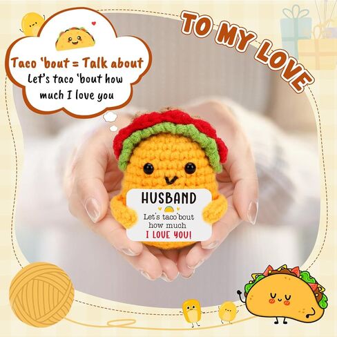 TuSuQing Boyfriend I Love You Gifts for Her Him Girlfriend Wife Husband Birthday Unique Gift Ideas, Handmade Crochet Positive Taco Couples Valentines Christmas Anniversary Small Gifts - to My Love in Saudi Arabia
