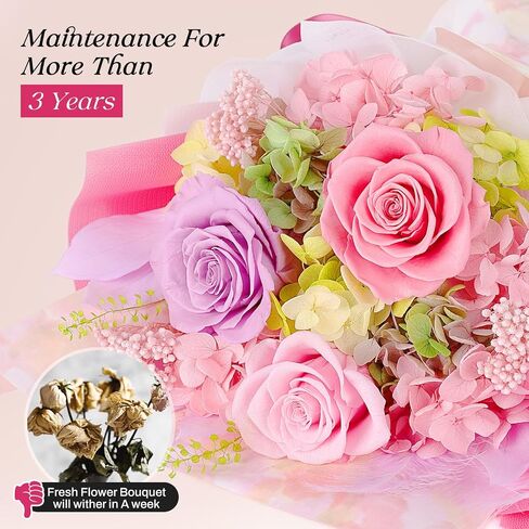 Preserved Sunflower Bouquet - Forever Flowers for Delivery, Long-Lasting Flower with Gift Box, Eternal flowers Bouquet for Mothers, Mom, Wife Anniversary Birthday Gifts for Women and Her in Kuwait