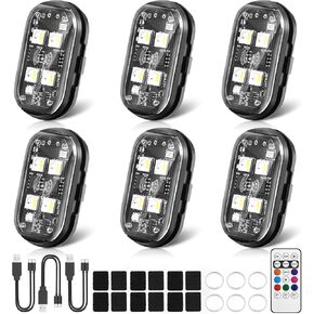 4PCS Wireless LED Strobe Lights with Remote Control, 8 Colors Rechargeable Wireless LED Lights for Car, Waterproof Anti-Collision Emergency Warning Light for Motorcycle Bike Drone Aircraft in Kuwait