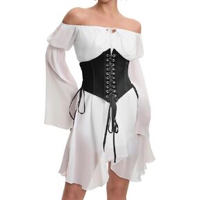 ETATNG Womens Two Piece Corset Dress Off Shoulder Bell Sleeve Summer Party Lace Up Bustier Dress in Saudi Arabia