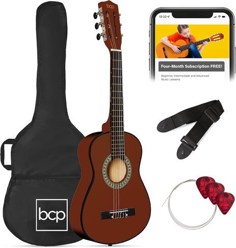 Best Choice Products 30in Kids Acoustic Guitar, All-in-One Beginner Starter Kit w/Strap, Case, Extra Strings, Rosette Inlay - Pink in Kuwait