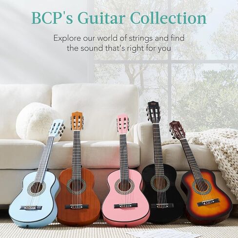 Best Choice Products 30in Kids Acoustic Guitar, All-in-One Beginner Starter Kit w/Strap, Case, Extra Strings, Rosette Inlay - Pink in Kuwait
