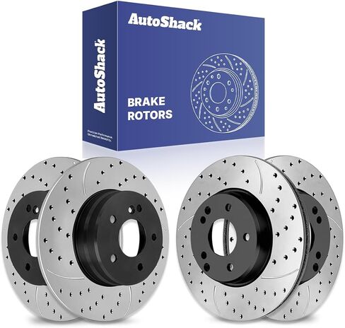 Autoshack Black Hat حفر ودوارات الفرامل المحفورة ودوارات الفرامل الأمامية والخلفية للبديل عن مرسيدس E320 CLK430 E430 C320 C240 E300 CLK320 2006-2007 C280 C350 2006-2009 CLK350 PR44103PR44102 in Kuwait