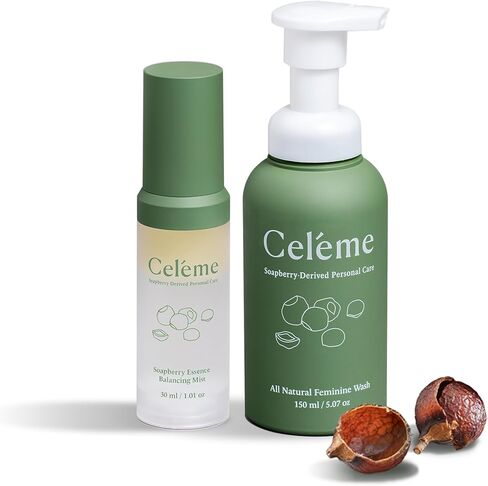 Organic Soapberry Feminine Care Set (2 Pcs)-Natural Foaming Wash + pH Balancing Mist | Hypoallergenic, Fragrance-Free, Paraben-Free | Period & Pregnancy Safe | For Irritation & Sensitive Skin in Saudi Arabia