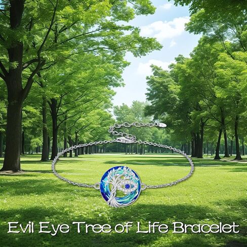 Toupop Evil Eye/Hamsa Hand Bracelet 925 Sterling Silver Tree of Life Blue Crystal Bracelet Procelet Homulet Hisports for Women لها in Saudi Arabia