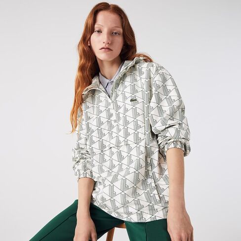 Lacoste Men's Unisex Lve Monogram Patterned Pullover Windbreaker in Kuwait