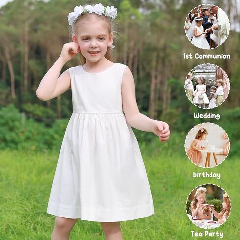 Girls Dresses Size 6-10Y White Lace Dress Toddler Girls Outfit Ivory Flower Girl Kids Formal Dress with Flower Crown in Saudi Arabia