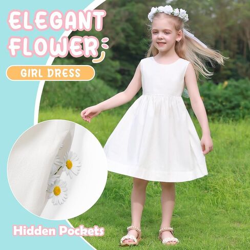Girls Dresses Size 6-10Y White Lace Dress Toddler Girls Outfit Ivory Flower Girl Kids Formal Dress with Flower Crown in Saudi Arabia