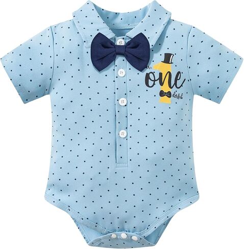 bakjuno 1st Birthday Outfit Boy Mr Onederful First Birthday Bowtie Romper + Suspender Shorts+ Party Hat Cake Smash Outfits in Kuwait