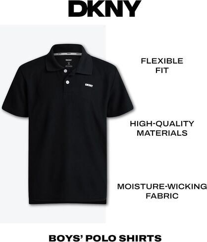 DKNY Boys Polo Shirt - Performance Golf Polo with Moisture Wicking Fabric, Short Sleeve Boys Golf Shirts (Sizes: 8-20) in Saudi Arabia
