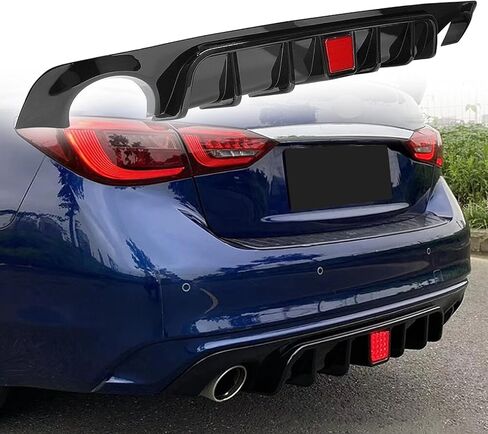 Carbon Fiber Rear Bumper Lip Spoiler Diffuser Splitter for Infiniti Q50 2018-2023 with LED Lights in Kuwait