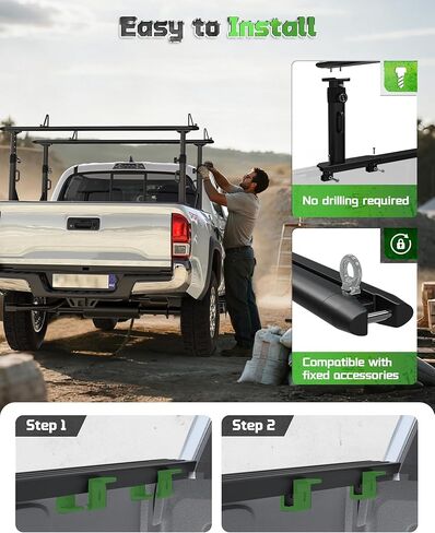 StarONE Truck Ladder Rack - Adjustable Height 19"-25" Aluminum Truck Bed Rack Fit for Tacoma/Gladiator with Bed Rails,Fits Ladder,Lumber,Pipes,Kayak,Surfboard,Bike Rack & Rooftop Tent,No Drilling in Kuwait