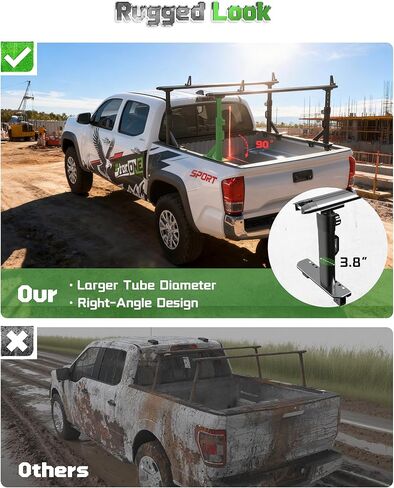 StarONE Truck Ladder Rack - Adjustable Height 19"-25" Aluminum Truck Bed Rack Fit for Tacoma/Gladiator with Bed Rails,Fits Ladder,Lumber,Pipes,Kayak,Surfboard,Bike Rack & Rooftop Tent,No Drilling in Kuwait