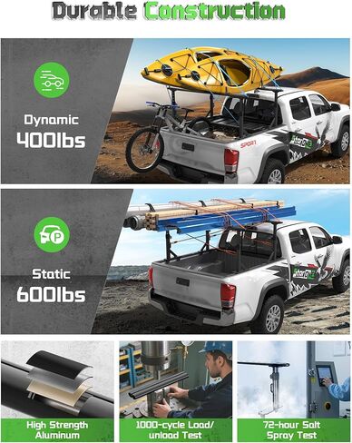StarONE Truck Ladder Rack - Adjustable Height 19"-25" Aluminum Truck Bed Rack Fit for Tacoma/Gladiator with Bed Rails,Fits Ladder,Lumber,Pipes,Kayak,Surfboard,Bike Rack & Rooftop Tent,No Drilling in Kuwait