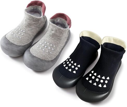 2 أزواج طفل جورب أحذية الأولاد الفتيات غير الانزلاق ناعم من المطاط وحيدات أحذية رياضية طفل رضيع in Kuwait