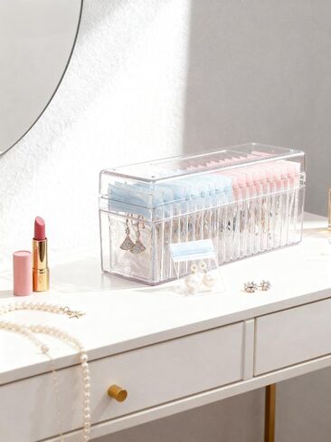 منظم مجوهرات المجوهرات الأكريليك 2 عبوة منظم مجوهرات واضحة وتخزين مع 50 PVC مضادات الأكسدة أكياس سحاب العلبة سفر المجوهر in Kuwait