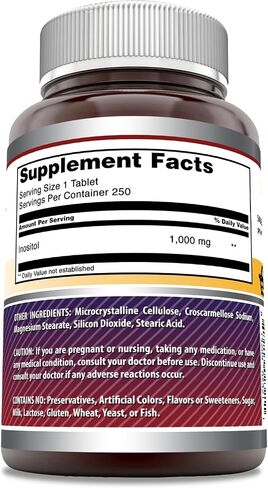 Amazing Formulas Inositol Tablets Supplement | 1000 Mg per Serving | Vitamin B8 | Non-GMO | Gluten-Free | Made in USA (1 Pack, 120 Count) in Saudi Arabia