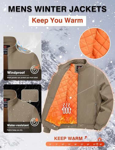 TBMPOY Men's Winter Lightweight Bomber Jackets Water Resistant Fall Casual Windbreakers Quilted Full Zip Windproof Work Coats in Saudi Arabia