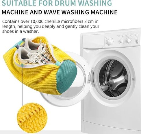4Pack XXL Shoe Washing Machine Bag - Reusable Shoe Cleaning Bags, 360°Deep Clean for Sneakers, Tennis Shoes, and Slippers,Wash Bags Perfect for Travel & Home Use(Yellow and White) in Kuwait