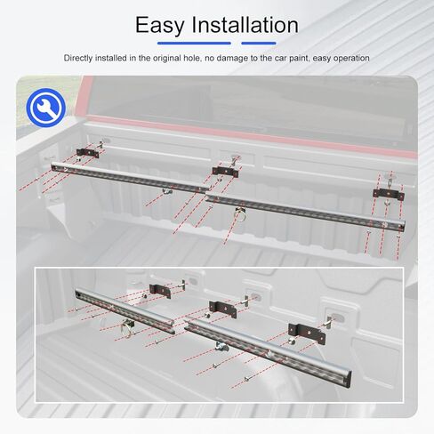 5.82FT Side Tie Down Rail Compatible with 19-25 Chevy Silverado Trail Rail System GMC Sierra 1500 Truck Bed Rail System Replacement for 2019-2025 Chevy Silverado Accessories (Side Trail Rail) in Kuwait