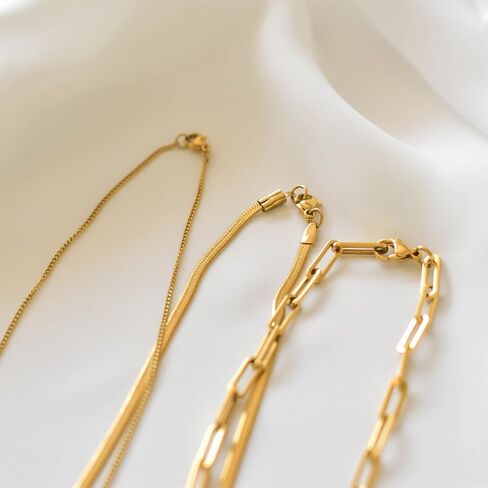 Herringbone Gold Necklace for Women Non Tarnish 14k Gold Plated Layered Necklaces Simple Dainty Gold Chain Thin Trendy Choker Snake Necklace Gold Jewelry for Women Gift14 /16/ 18inch in Kuwait