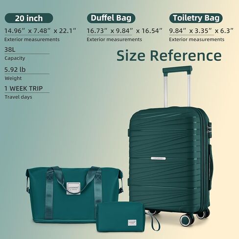 LARVENDER Carry On Luggage 22x14x9 Airline Approved, 20 Inch Hardshell & Lightweight PP Carry On Suitcase for Women with Spinner Wheels TSA Lock, Light Pink in Kuwait