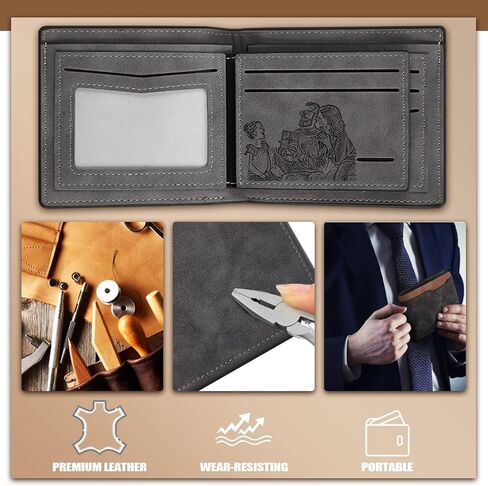 12 PCS MEN'S Wallet Dad Leather Withrets Wallets Pu Geather Wallet Way Day Homports for Groomsmen Uncle Pirthday Anniversary in Saudi Arabia