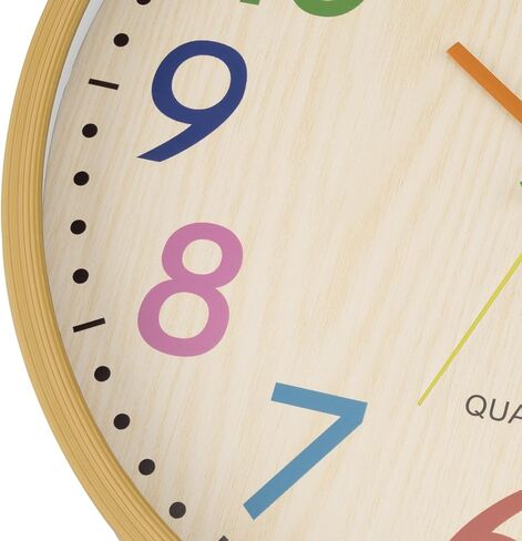 Foxtop Silent Kids Wall Clock Non-Ticking Battery Operated Colorful Childrens Clock for Classroom Playroom Nursery Bedrooms Kids Room (3D Numbers, 12 inch) in Kuwait