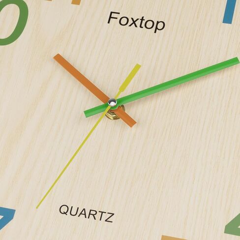 Foxtop Silent Kids Wall Clock Non-Ticking Battery Operated Colorful Childrens Clock for Classroom Playroom Nursery Bedrooms Kids Room (3D Numbers, 12 inch) in Kuwait