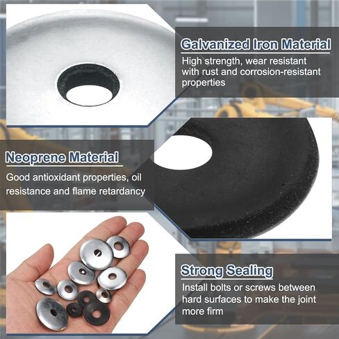 120 قطعة من غسالات مطاطية محكمة الغلق EPDM من uxcell، 5/16 بوصة × 7/8 بوصة من الحديد المجلفن من النيوبرين المطاطي للبراغي والمسامير والألواح المعدنية والآلات in Saudi Arabia