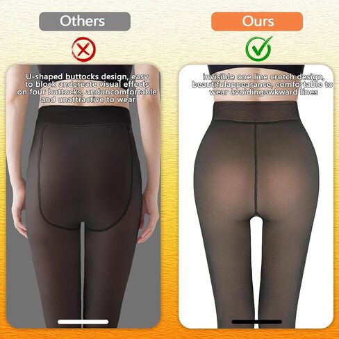 2 Pairs Women Fleece Lined Tights-Fake Translucent Leggings High Waist Pantyhose Sheer Thick Warm Tights For Women in Saudi Arabia