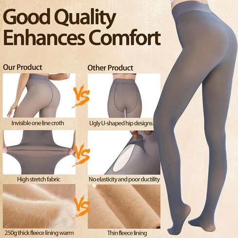 2 Pairs Women Fleece Lined Tights-Fake Translucent Leggings High Waist Pantyhose Sheer Thick Warm Tights For Women in Saudi Arabia