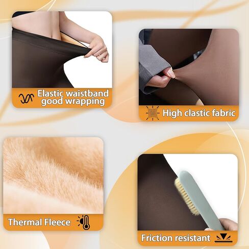 2 Pairs Women Fleece Lined Tights-Fake Translucent Leggings High Waist Pantyhose Sheer Thick Warm Tights For Women in Saudi Arabia