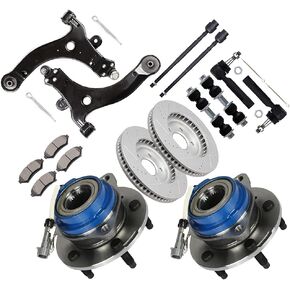 SCITOO 16-PC SET Wheel Hub Bearing Front Drilled & Slotted Brake Rotors w/Ceramic Pads Front Lower Control Arm Ball Joint Outer & Inner Tie Rods Sway Bar Link For Chevy Impala For Chevy Monte Carlo in Saudi Arabia