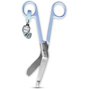 Nursing Scissors - Medical scissors- Blunt Tip Scissors - Stainless Steel - Design - Distinctive Keyring (Blue)