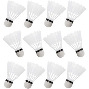 tegongse 12Pcs White Badminton - Plastic Shuttlecocks