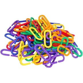 SunGrow Rainbow C-Clips Plastic Chain Links, Bird Swing & Climbing Chain Cage Toy Clips & Hooks, DIY Kids Learning Toys for Classroom, Suitable for Sugar Glider, Rat, Parrot, Bird