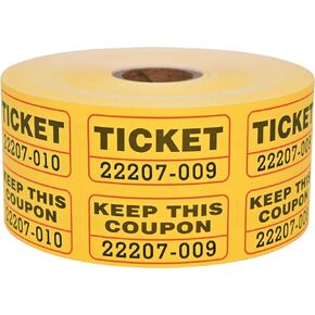 L LIKED Fluorescence Raffle Tickets Double Roll 1000 Tickets Neon Orange High Light 50/50 Tickets for Event,Raffle,Fundraiser