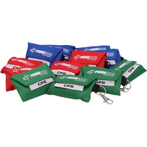 Primacare RS-8631-CS Pack of 12 CPR Barrier Keychain Pouch with One Way Valve, Face Shield Mask Keyring with HEPA Filter, First Aid Kits for CPR Training, Colors May Vary