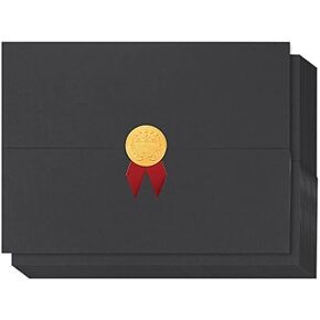 12 Pack Black Tri-Fold Certificate Holders for 8.5 x 11 in, Letter-Size Documents, Graduation Awards Folder, Diploma Cover (13 x 9 in)