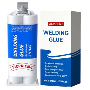 VICPRICME Metal Glue, 1.76oz 2 Part Liquid Metal Welding Epoxy Glue, Marine Filler Repair Putty, High-Temperature Resistant Heavy Duty ab Glue,Strongest Glue for Metal, Ceramics, Stainless Steel